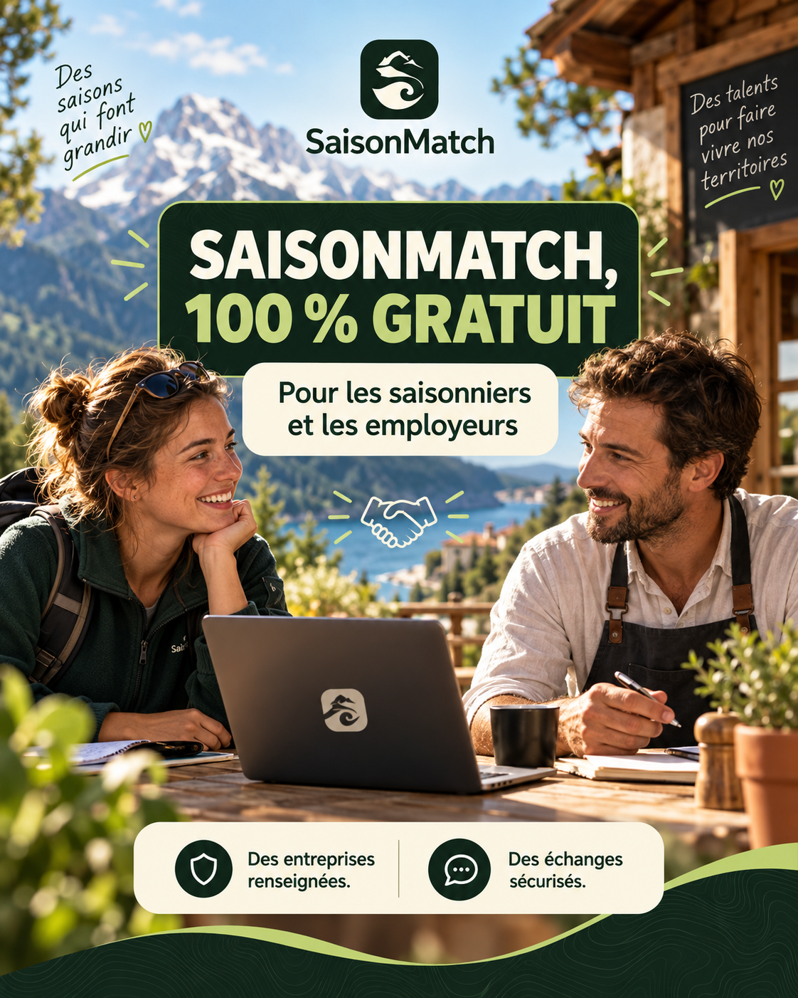 SaisonMatch 100 % gratuit pour les saisonniers et les employeurs